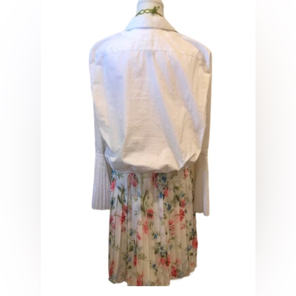 Alix NYC V-Neck Pleated-Sleeve White Shirt Women Sz L - Picture 4 of 10